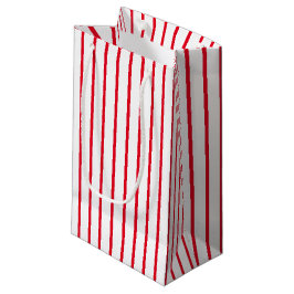 Sacola Para Presentes Pequena Padrão de Listras Verticais Vermelho Branco Aniver