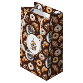 Sacola Para Presentes Pequena Padrão de Logo de Marca de Padaria de Café do Café