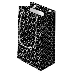 Sacola Para Presentes Pequena Padrão de Mandala de Pétala Preto e Branco Elegant