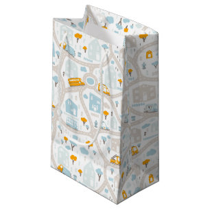 Sacola Para Presentes Pequena Padrão de Mapa de Vizinhança de Pastel Bonito