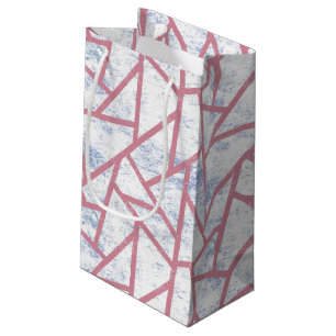 Sacola Para Presentes Pequena Padrão de mosaico rosa e azul