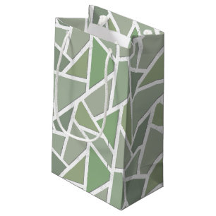 Sacola Para Presentes Pequena Padrão de mosaico verde-oliva