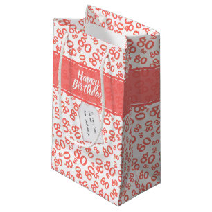 Sacola Para Presentes Pequena Padrão de Números Aleatórios 80 Feliz/Branco