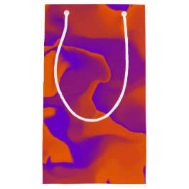 Sacola Para Presentes Pequena Padrão de ondas roxas e laranja