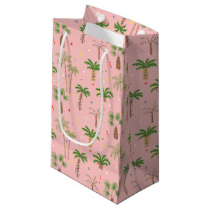 Sacola Para Presentes Pequena Padrão de Palmeiras de Natal Tropical