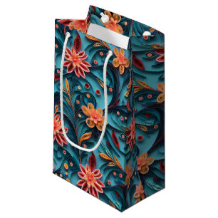 Sacola Para Presentes Pequena Padrão de papel floral sem costura Gift Bag
