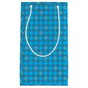 Sacola Para Presentes Pequena Padrão de patches verificado 01 w Lblue BG