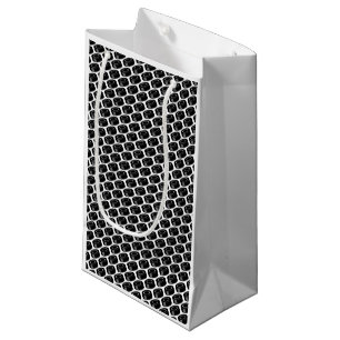 Sacola Para Presentes Pequena Padrão de Puck de Hockey com Molho Branco Negro