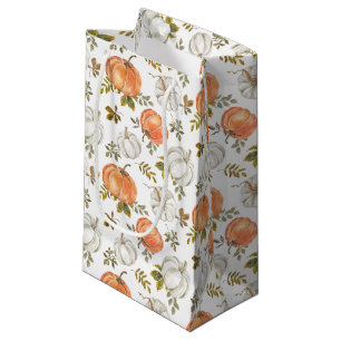 Sacola Para Presentes Pequena Padrão de Pumpkin de Aquarela de Queda