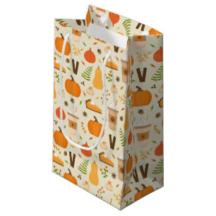 Sacola Para Presentes Pequena Padrão de queda de laranja divertido