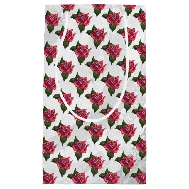 Sacola Para Presentes Pequena Padrão de rosa (Frente)