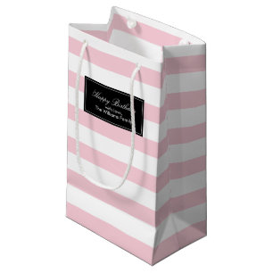 Sacola Para Presentes Pequena Padrão de Stripes Rosa Personalizado