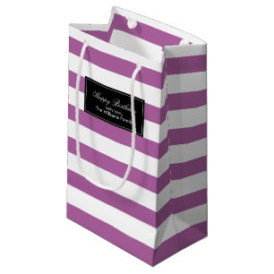 Sacola Para Presentes Pequena Padrão de Stripes Roxo Orquídeo