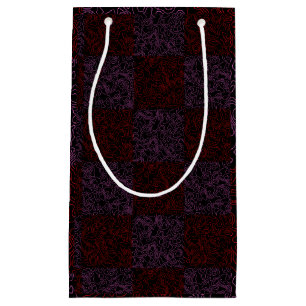 Sacola Para Presentes Pequena Padrão de terreno vermelho 01x4B preto BG