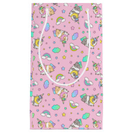 Sacola Para Presentes Pequena Padrão de Unicórnio do Porco Kawaii Guiné a Rosa