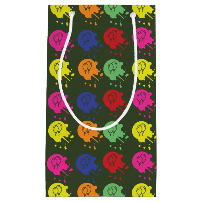 Sacola Para Presentes Pequena Padrão do Balão do Partido de Paintball Verde do E (Frente)