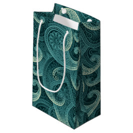 Sacola Para Presentes Pequena Padrão do Eterno Teal Paisley