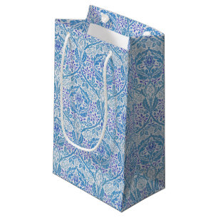 Sacola Para Presentes Pequena Padrão Floral Azul Elegante