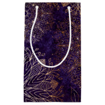 Padrão Floral de Mandala Elegante Dourado e Roxo