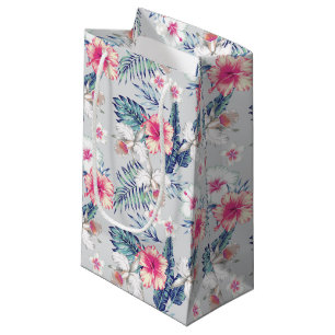 Sacola Para Presentes Pequena Padrão Floral de Orquídea Tropical