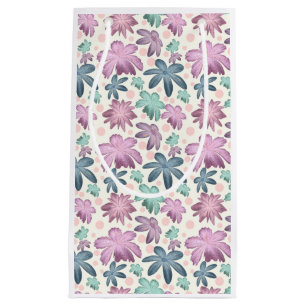 Sacola Para Presentes Pequena Padrão Floral Rosa em Aquarela Suave Papel de Pa