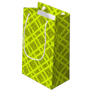Sacola Para Presentes Pequena Padrão geométrico amarelo-limão