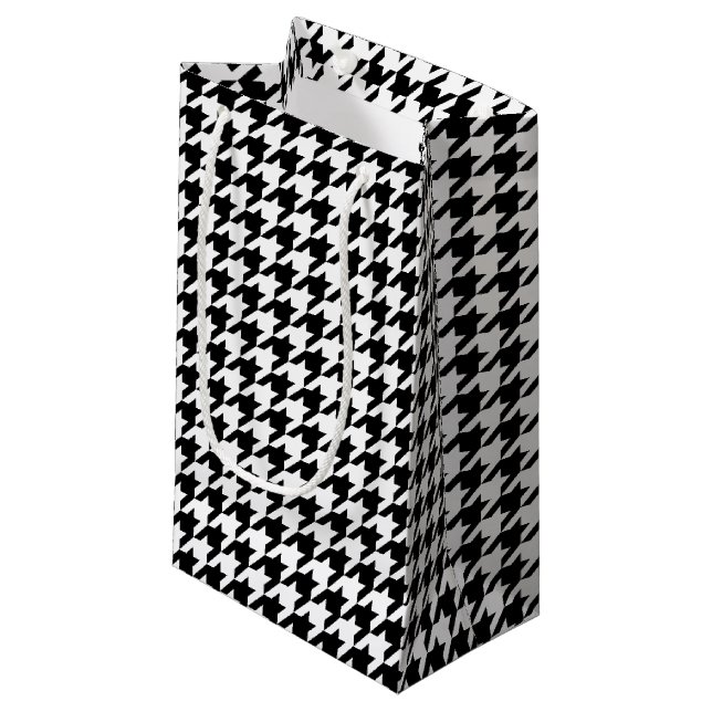 Sacola Para Presentes Pequena Padrão houndstooth clássico design de verificação  (Frente inclinada)
