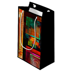 Sacola Para Presentes Pequena Padrão Moderno de Abstrato de Arte Quadrados Color