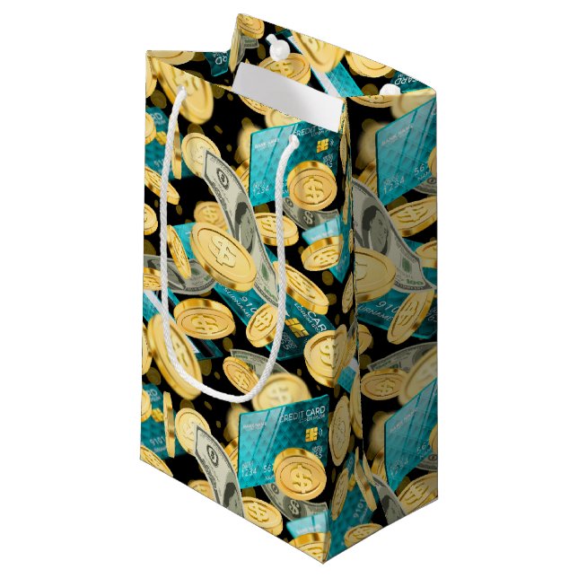 Sacola Para Presentes Pequena Padrão Monetário 2 (Frente inclinada)