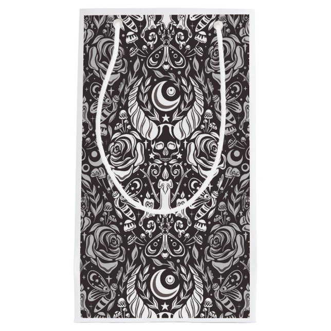 Sacola Para Presentes Pequena Padrão monocromático gótico (Frente)