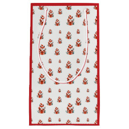 Sacola Para Presentes Pequena Padrão natalício - Raposa vermelha e clara, padrão
