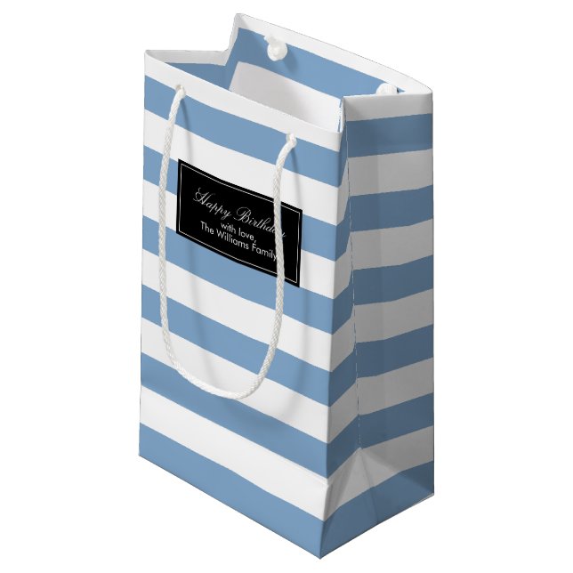 Sacola Para Presentes Pequena Padrão Periwinkle Stripes Personalizado (Frente inclinada)