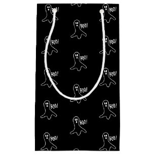 Sacola Para Presentes Pequena Padrão preto e branco do fantasma de Halloween