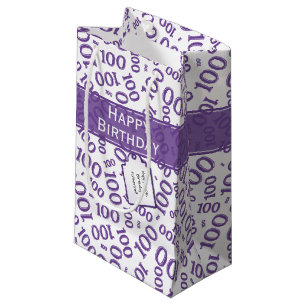 Sacola Para Presentes Pequena Padrão Raleatório Centenário 100º Roxo