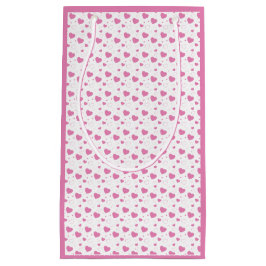 Sacola Para Presentes Pequena Padrão romântico de corações rosa fofos