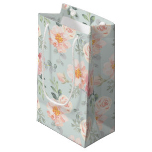 Sacola Para Presentes Pequena Padrão Rosa Rosa Rosa Rosa Pastel Garden