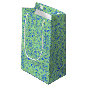 Sacola Para Presentes Pequena Padrão vegetal A08.b boho. verde BG