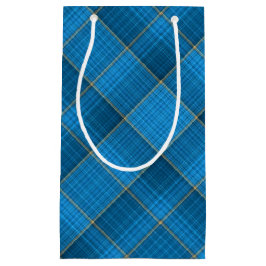 Sacola Para Presentes Pequena Padrão Xadrez Azul Angulado