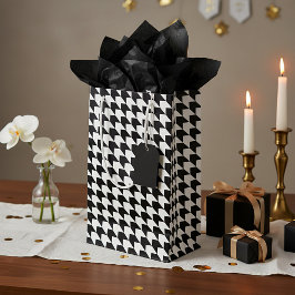 Sacola Para Presentes Pequena Padrão xadrez preto clássico
