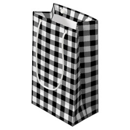 Sacola Para Presentes Pequena Padrão Xadrez Preto e Branco