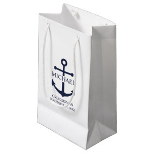 Sacola Para Presentes Pequena Padrinhos de casamento Personalizados de Âncora Az