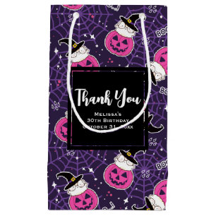 Sacola Para Presentes Pequena Padrões de Halloween para gatos e abóboras lindos