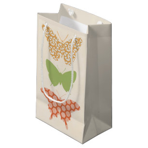 Sacola Para Presentes Pequena Padrões Decorativos de Borboleta em Fundo de Crea
