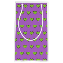 Sacola Para Presentes Pequena Padrões Lilac e Corações Verdes