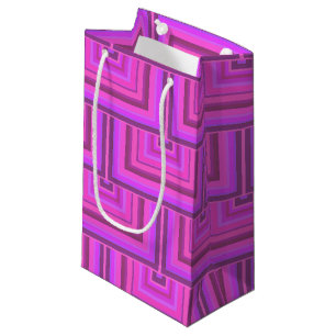 Sacola Para Presentes Pequena Padrões quadrados cor-de-rosa