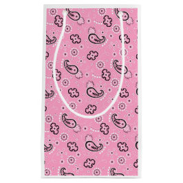 Sacola Para Presentes Pequena Padrões Rosa Bandana - Namorados Retro Amor Modern