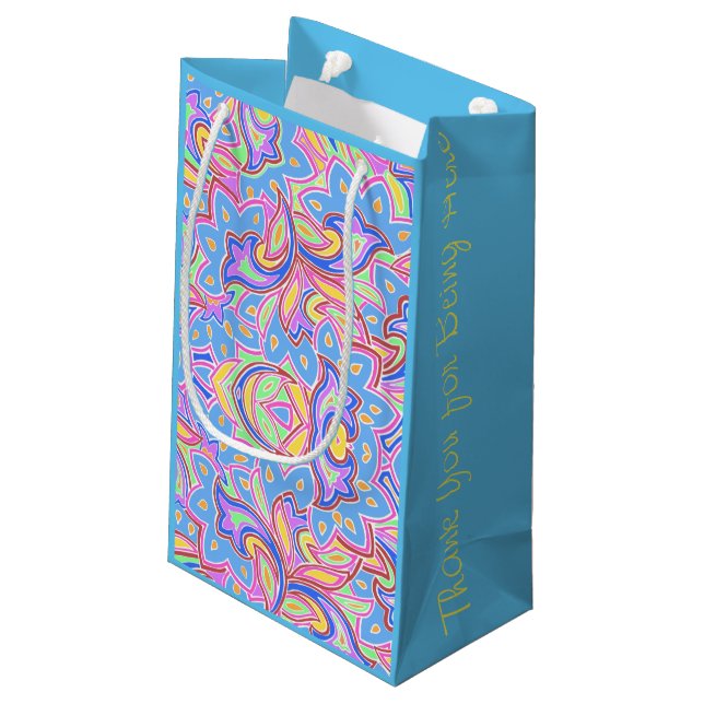 Sacola Para Presentes Pequena Paisley Multi-Personalizado (Verso inclinado)