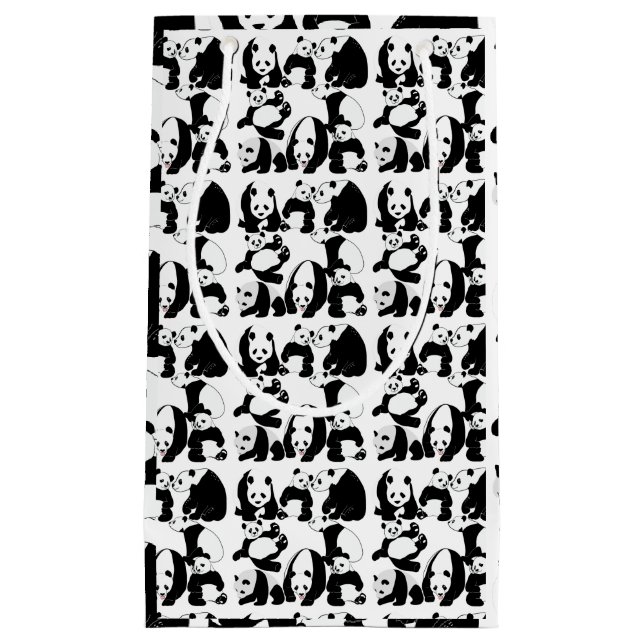 Sacola Para Presentes Pequena Panda padrão Branco BG (Frente)