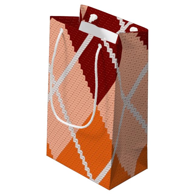 Sacola Para Presentes Pequena Pano realístico de Argyle (Verso inclinado)