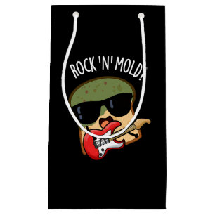 Sacola Para Presentes Pequena Pão Divertido com Mofo e Punho de Rock com Fundo E